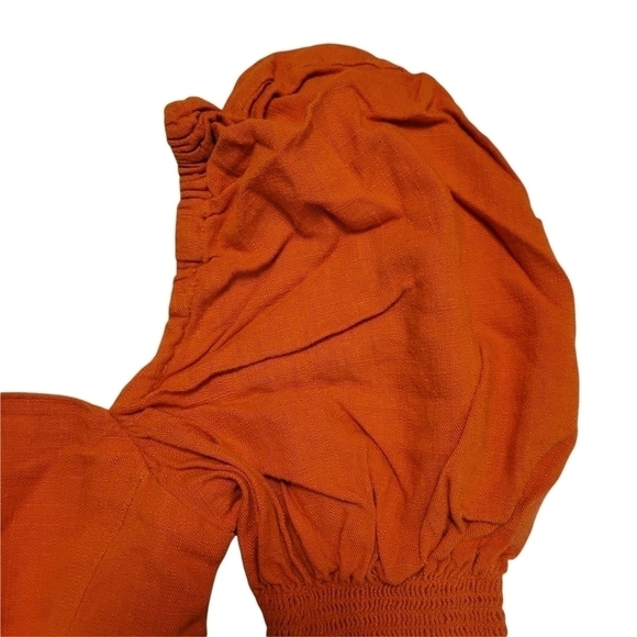 NICHOLAS Orange Cropped Shirred Gauze Top - Picture 4 of 10